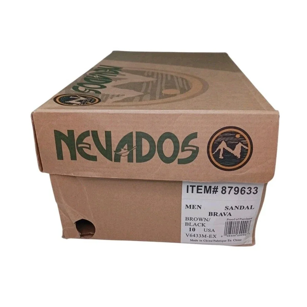 NEW Nevados Brown Leather Sandals Mens 10 Outdoor Fishing Hiking Adjustable Box